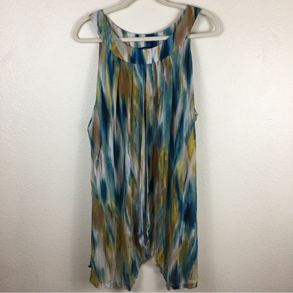 Cocomo Woman Flowy Sheer Layer Halter Neck Blouse Turquoise Beige 3X